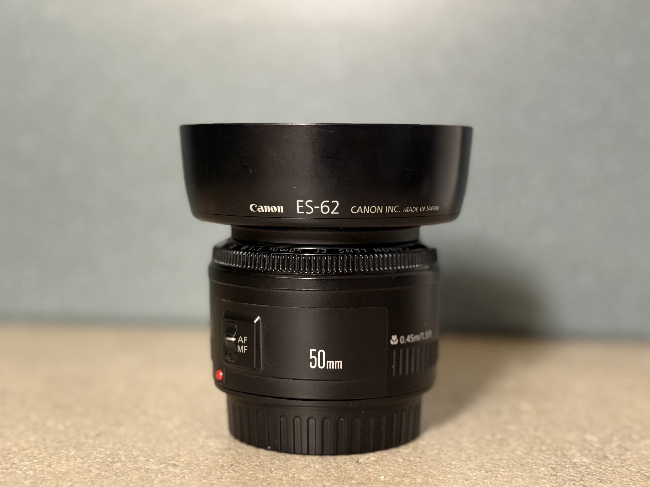 Használt újszerű garancia Canon EF 50mm 50 f1.8 1.8 II objektív ES-62 es62 napellenző fullframe portré